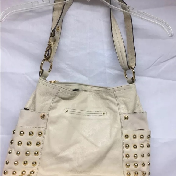 Makowsky Large Beige Leather Sachel Handbag - Picture 2 of 3